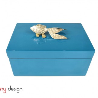 Blue rectangular box with fish11*17*H8cm